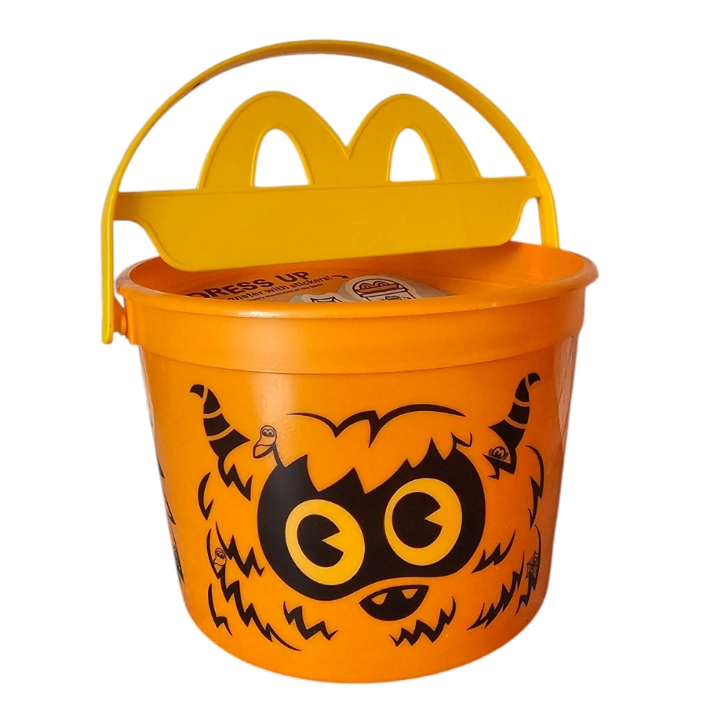 McDonald's Boo Bucket, orange with white sticker set